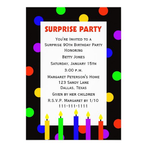 90th Surprise Birthday Party Invitation -- Dots