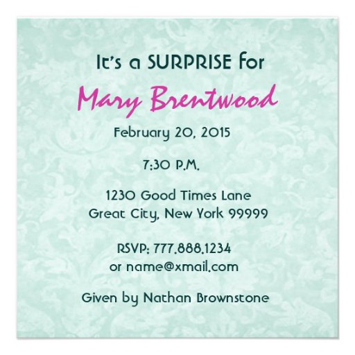 90th SURPRISE Birthday Pink Teal Daisy Recycled Invites
