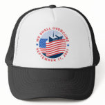 911 memorial with american flag and twin towers hat