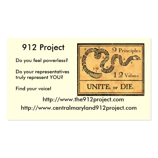 912 Project Business Card Templates (front side)