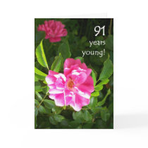 91st Birthday Card - Pink Roses