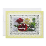 91st  Birthday Party Celebration-Red/Yellow Roses Personalized Announcement