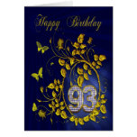 93rd Birthday golden butterflies Greeting Cards