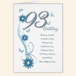 93rd birthday in teal with flowers and butterfly cards