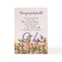 94th birthday card with butterflies and roses