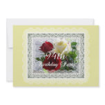 94th Birthday Party/Celebration-Red/Yellow Roses Custom Invites