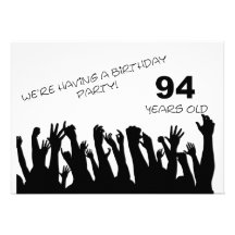 94th party invitation with cheering crowds