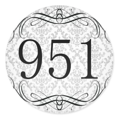 951 Area Code Round Sticker by