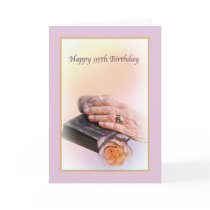 95th Birthday Card with Aged Hands and Bible