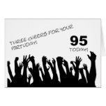 95th Birthday card with cheering waving crowds.