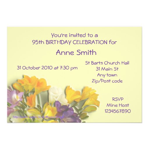 95th Birthday Celebration party invitation