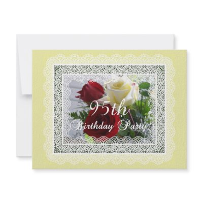 95th Birthday Party Celebration-Red/Yellow Roses Announcement by avisnoelledesigns