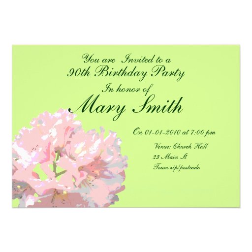 95th Birthday Party Invitation - Rhododendron