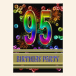 95th Birthday party Invitation with bubbles invitations