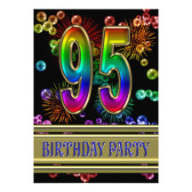 95th Birthday party Invitation with bubbles