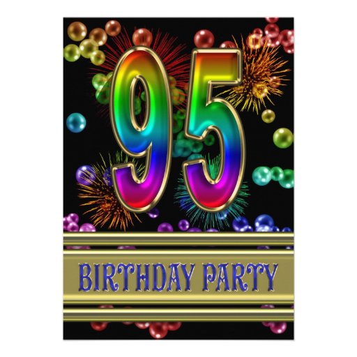 95th Birthday party Invitation with bubbles