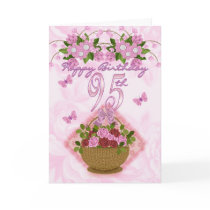 95th Birthday Special Lady, Roses And Flowers - 95 Greeting Cards