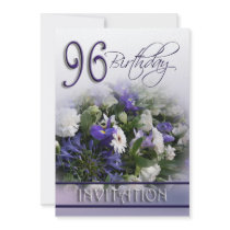 96th Birthday Party Invitation - Blue bouquet