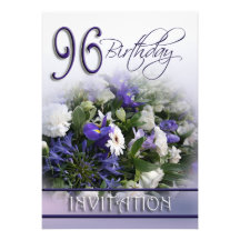 96th Birthday Party Invitation - Blue bouquet