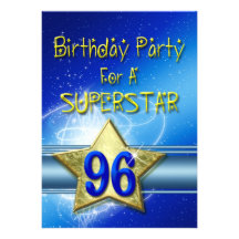 96th Birthday party Invitation for a Superstar.