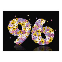96th Birthday party, with flowered letters Custom Announcement