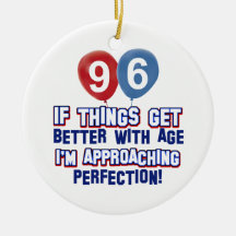 96th year old birthday designs christmas ornaments