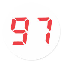 97 ninety-seven red alarm clock digital number stickers by Tomaniac 97 ninety-seven red alarm clock digital number stickers
