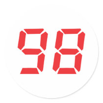 98 ninety-eight red alarm clock digital number stickers