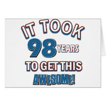 98 year old birthday designs greeting card
