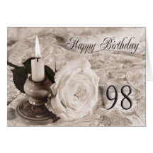 98th Birthday card with an antique rose