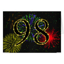 98th  Birthday card with fireworks