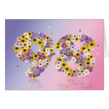 98th birthday card with flowery letters
