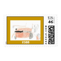 99185 Red Tractor Postage Stamp