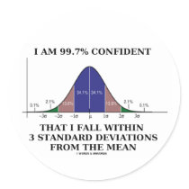 99.7% Confident Within 3 Standard Deviations Mean Stickers