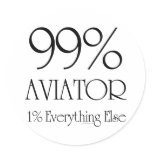 99% Aviator Round Stickers