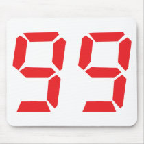 99 ninety-nine red alarm clock digital number mousepads by Tomaniac 99 ninety-nine red alarm clock digital number mousepads