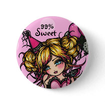99% Sweet Party Fairy Birthday Girl Button