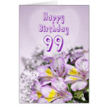 99th Birthday card with alstromeria lily flowers