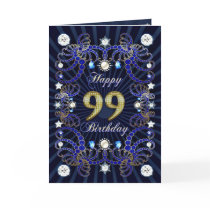 99th birthday card with masses of jewels