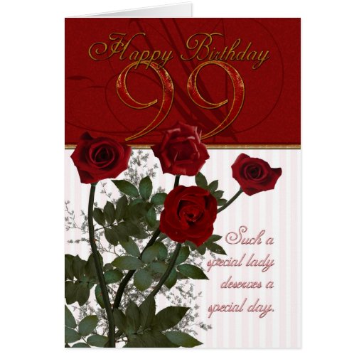 99th Birthday Card With Roses