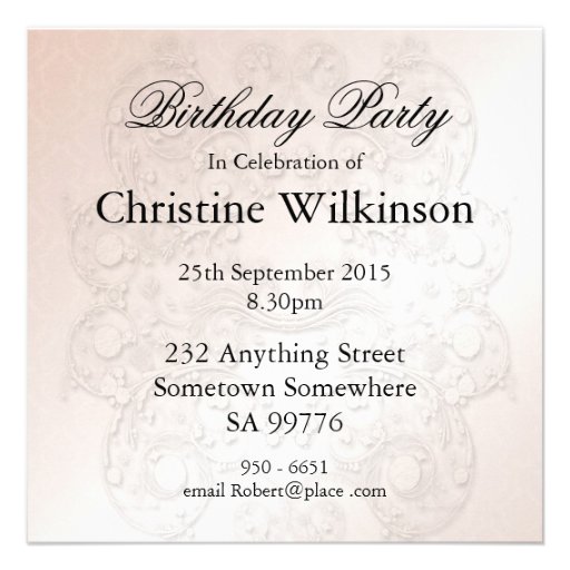 99th Birthday party invitation, roses and pearls
