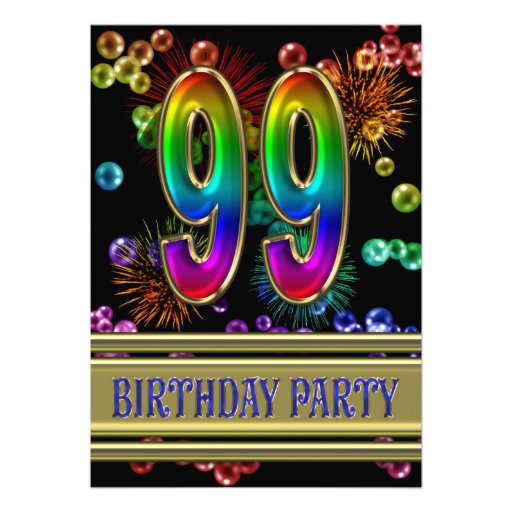 99th Birthday party Invitation with bubbles