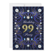 99th birthday party invite with masses of jewels