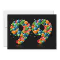 99th Birthday party, with bubbles and balls Custom Invites