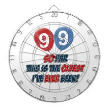 99th year old birthday design dartboards