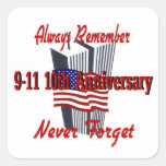 9-11 10th Anniversary Commemorative Square Sticker