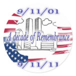 9-11 10th Anniversary Commemorative Round Sticker