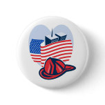 9/11 memorial american flag twin towers  fireman pinback button