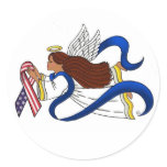 9/11 Memorial Ribbon, Angel of Color Round Sticker