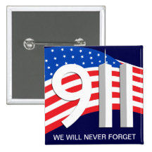 9/11 - September 11th - We Will Never Forget Pins